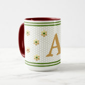 Mug Lettre initiale personnalisée | Chic Nid d'abeille (Devant gauche)