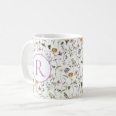 Mug Lettre initiale personnalisée du Motif de jardin f (Devant gauche)