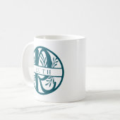 Mug Lettre initiale R | Monogramme Turquoise à éclats (Devant gauche)