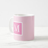 Mug Lettre initiale rose et blanc (Devant gauche)