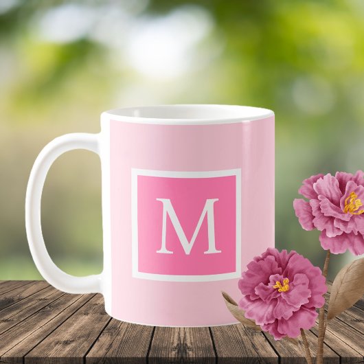 Mug Lettre initiale rose et blanc