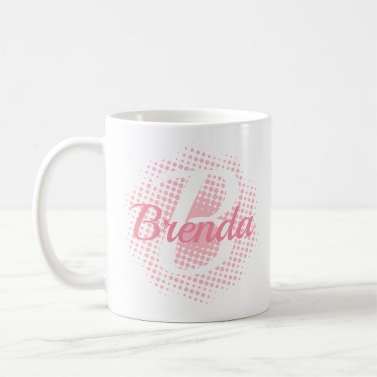 Mug Lettre initiale rose Nom personnalisé (Gauche)