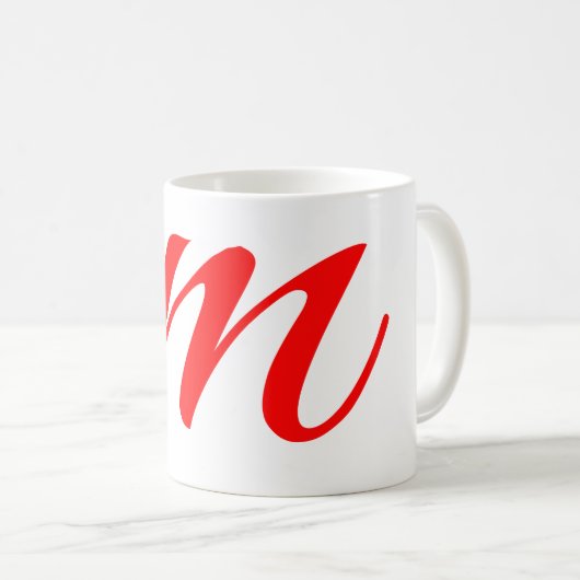 Mug Lettre initiale rouge monogramme professionnel mod (Devant droit)