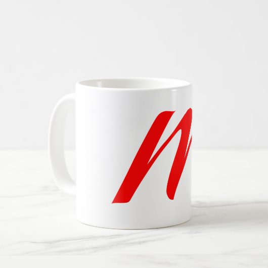 Mug Lettre initiale rouge monogramme professionnel mod (Devant gauche)