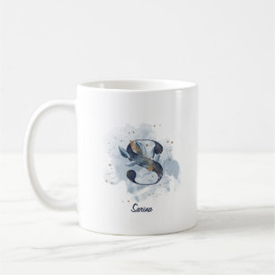 Mug Lettre initiale S personnalisée aquarelle bleue