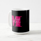 Mug LETTRE INITIALE STYLE MONogramme et nom Noir (Devant gauche)