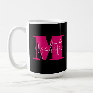 Mug LETTRE INITIALE STYLE MONogramme et nom Noir