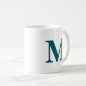 Mug Lettre initiale Turquoise Monogramme moderne (Devant droit)