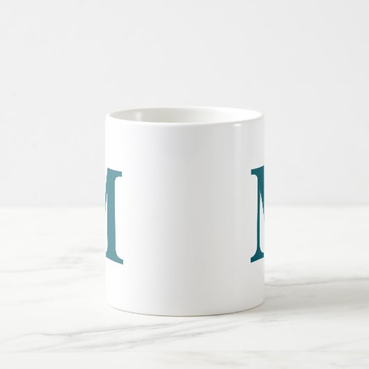 Mug Lettre initiale Turquoise Monogramme moderne (Centre)