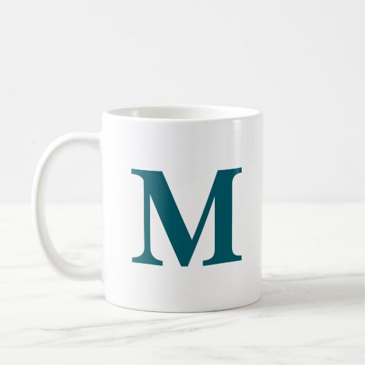 Mug Lettre initiale Turquoise Monogramme moderne (Gauche)