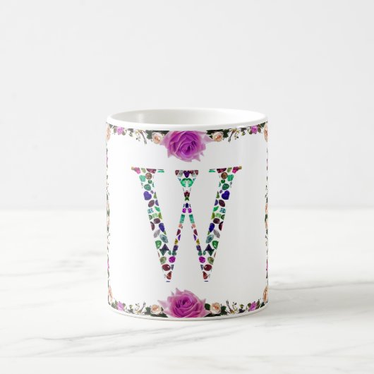 Mug Lettre initiale W Gemstone Design (Centre)