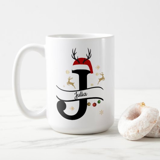 Mug Lettre J Alphabet de Noël (Avec donut)