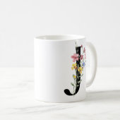 Mug Lettre J avec des fleurs (Devant droit)
