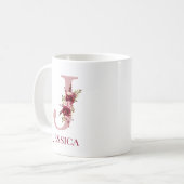 Mug Lettre J Bourgogne Blush Floral (Devant gauche)