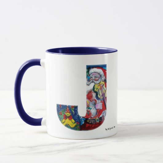 MUG LETTRE J DE NOËL / PÈRE NOËL AVEC MONOGRAM VIOLON (Gauche)