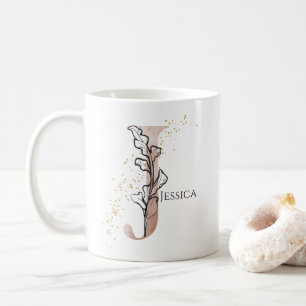 Mug Lettre J Moderne Initiale Monogramme Personnalisée