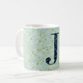 Mug Lettre J vert clair et bleu liberté (Devant gauche)