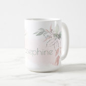 Mug LETTRE JAUNE JOLIE JAUNE Rose BLANCHE (Devant droit)