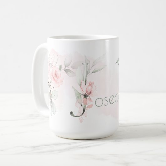 Mug LETTRE JAUNE JOLIE JAUNE Rose BLANCHE (Devant gauche)