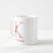 Mug Lettre K Bourgogne Blush Floral (Devant gauche)