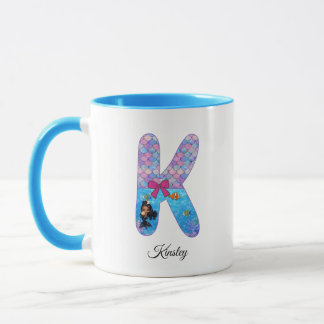 Mug Lettre K de l'alphabet de sirène personnalisée