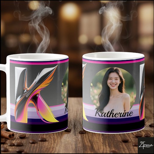 Mug Lettre K fluide abstraite néon plume