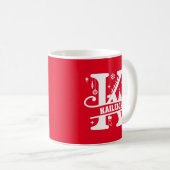 Mug Lettre K Noël Monogramme Nom initial Rouge (Devant droit)