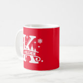 Mug Lettre K Noël Monogramme Nom initial Rouge (Devant gauche)