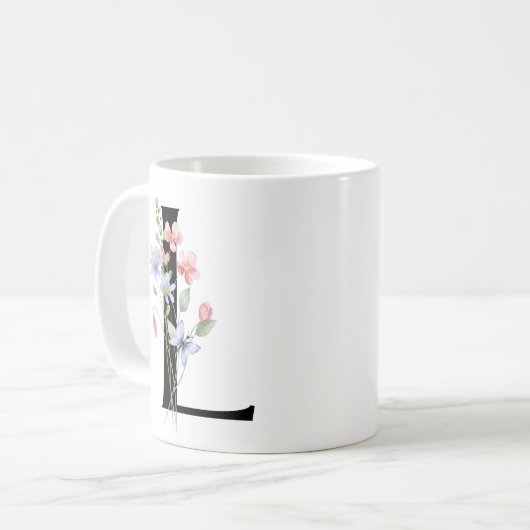Mug Lettre L avec fleurs (Devant gauche)