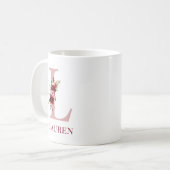 Mug Lettre L Bourgogne Blush Floral (Devant gauche)