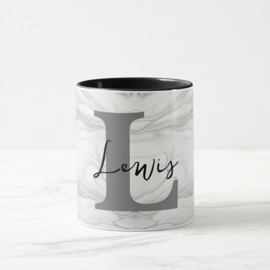 Mug Lettre L Monogramme en Marbre Moderne et Classique (Centre)