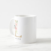 Mug Lettre L Monogramme L rose pâle et or (Devant gauche)