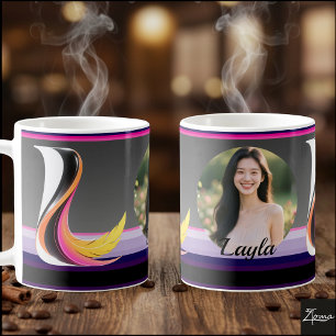 Mug Lettre L Néon Abstrait Plume