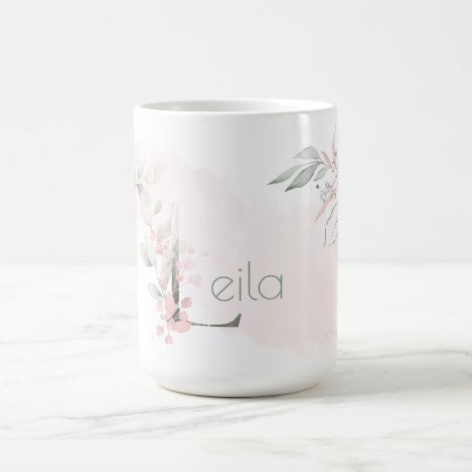 MUG LETTRE LONGUE ROSE BLANCHE CLAIRE L (Centre)