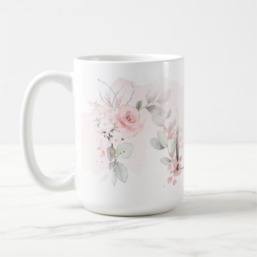 MUG LETTRE LONGUE ROSE BLANCHE CLAIRE L (Gauche)