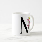 Mug Lettre M avec des fleurs (Devant droit)