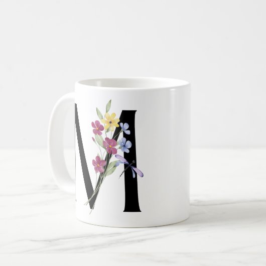 Mug Lettre M avec des fleurs (Devant gauche)