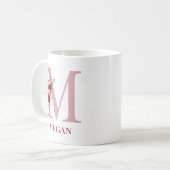 Mug Lettre M Bourgogne Blush Floral (Devant gauche)