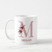Mug Lettre M Bourgogne Blush Floral (Gauche)