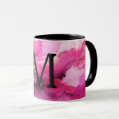 Mug Lettre M en marbre rose et pourpre (Devant droit)