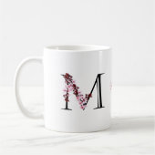 Mug Lettre M, Fleur de cerisier | Nom du script du mon (Gauche)
