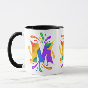 Mug Lettre M Monogramme Abstrait Arc-en-ciel