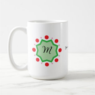 Mug Lettre M Monogramme Élégant – Emblème Vert avec Ro