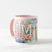 Mug Lettre M Monogramme Floral Élégant Vintage (Devant gauche)