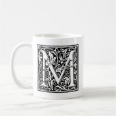 Mug Lettre M Monogramme médiéval Art Nouveau (Gauche)