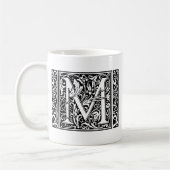 Mug Lettre M Monogramme médiéval Art Nouveau (Gauche)