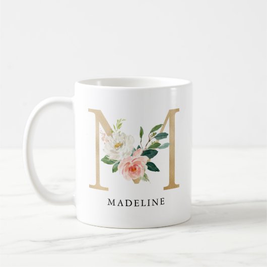 Mug LETTRE M MONOGRAPHIQUE M Rose et or (Gauche)