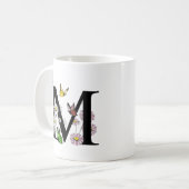 Mug LETTRE M MONOGRAPHIQUE MOYENNE AQUATIQUE Florale (Devant gauche)