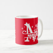 Mug Lettre M Noël Monogramme Nom initial Rouge   (Devant droit)