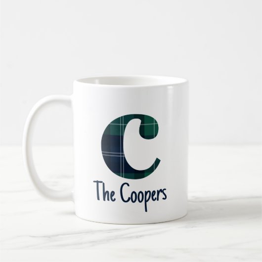 Mug Lettre minuscule c initiale et nom en vichy (Gauche)
